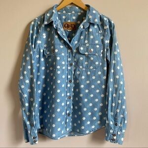 QSD Quick Silver Denim Polkadot Button down shirt